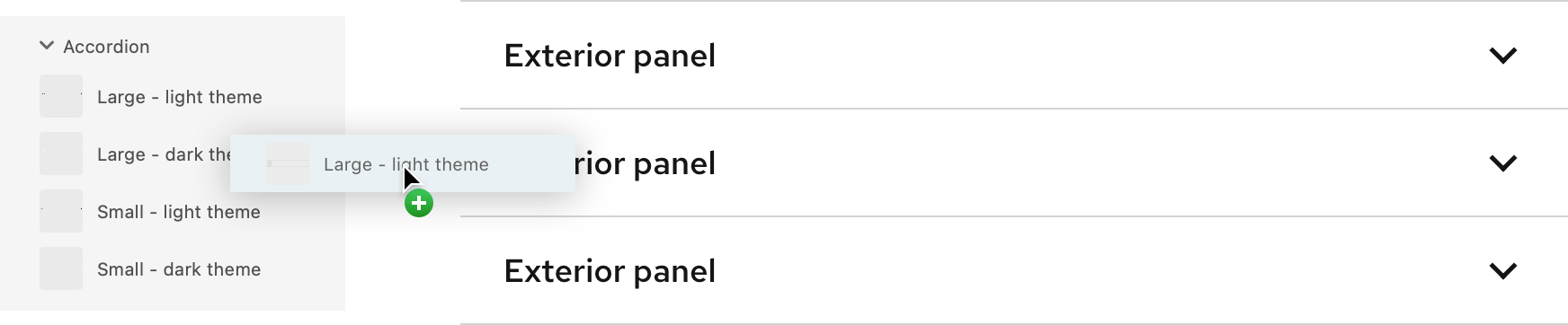 Dragging and dropping design system kit components