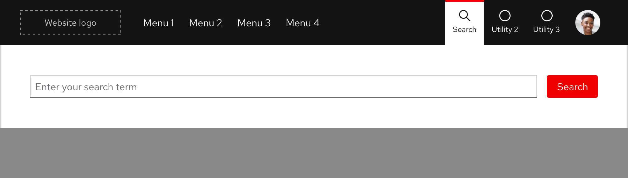 Primary navigation - utilities with an expandable tray