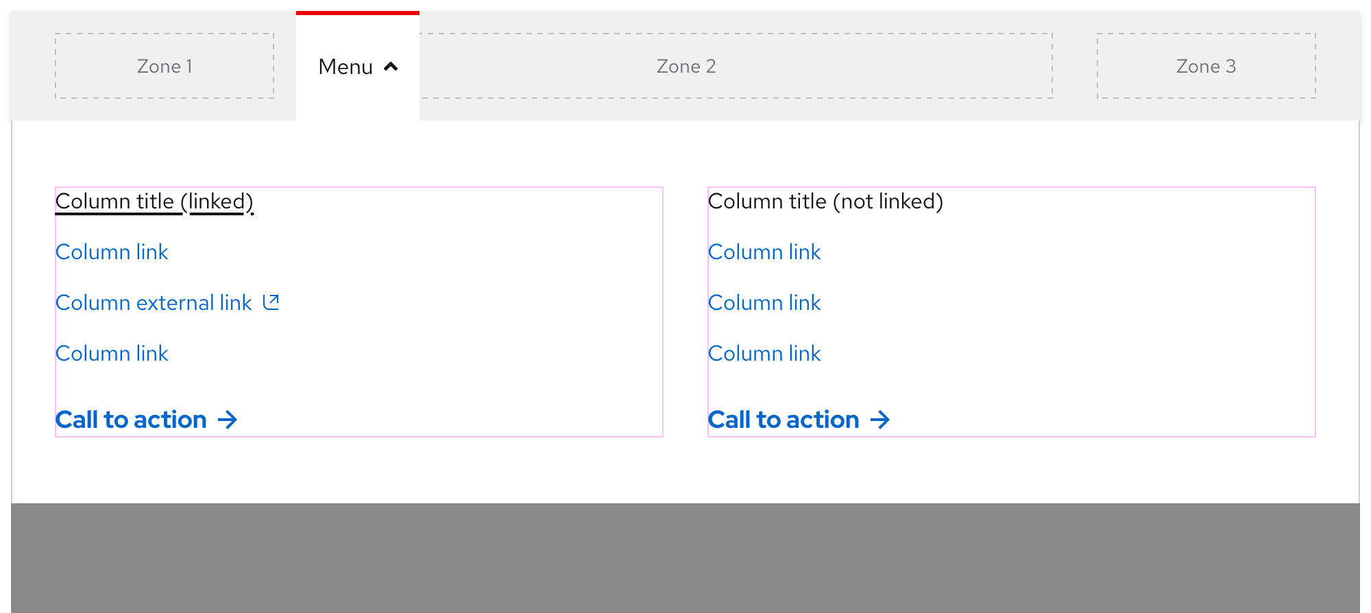 Secondary navigation - expandable tray (two columns)