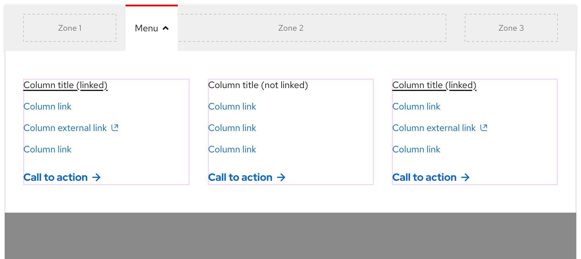 Secondary navigation - expandable tray (three columns)