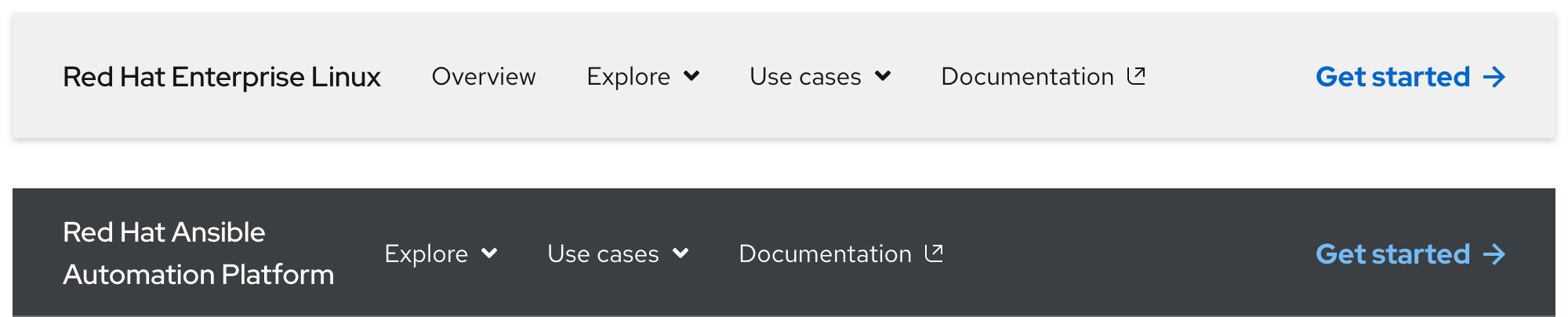 Secondary navigation - default interaction state