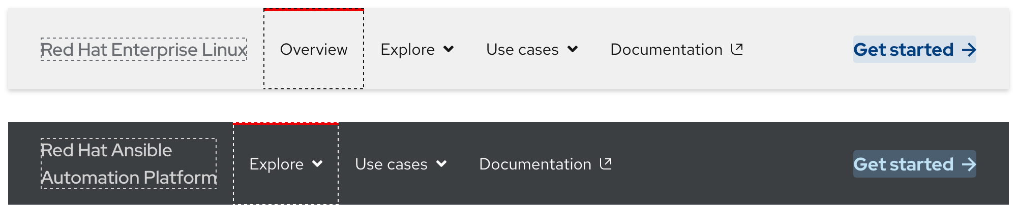 Secondary navigation - focus interaction state