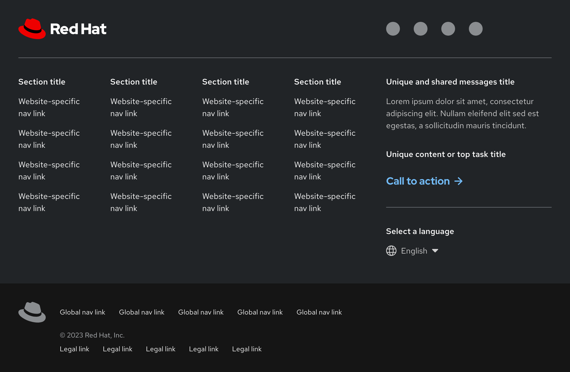 Footer component interaction state - default