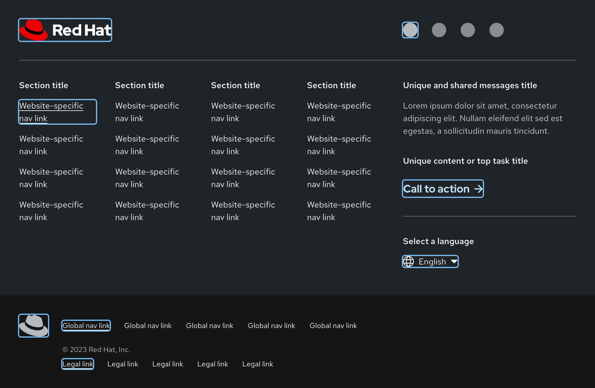 Footer component interaction state - focus