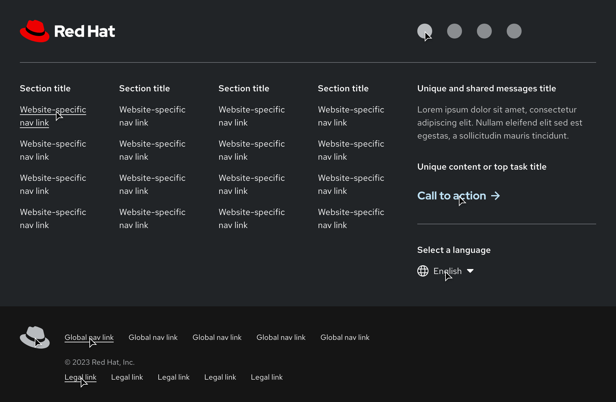 Footer component interaction state - hover