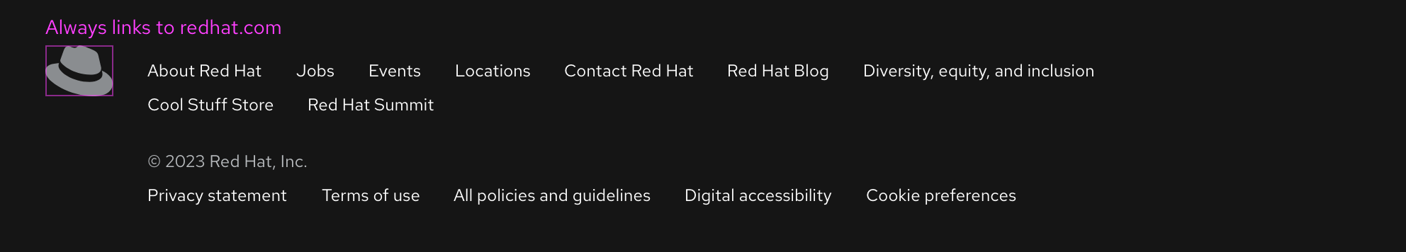 Footer component usage - global region
